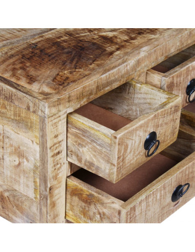 Tavolino da Salotto in Legno di Mango Grezzo 70x70x40 cm