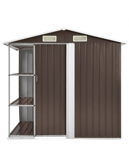 Capanno da Giardino con Scaffali Marrone 205x130x183 cm Ferro