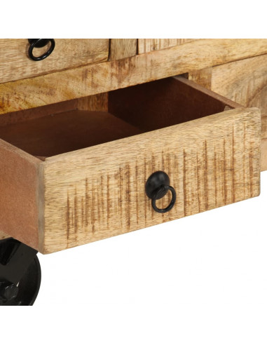 Tavolino da Salotto in Legno di Mango Grezzo 70x70x40 cm