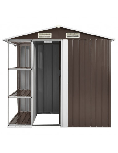 Capanno da Giardino con Scaffali Marrone 205x130x183 cm Ferro