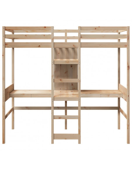 Giroletto Soppalco con Scrivanie e Ripiani 90x200cm Legno Pino