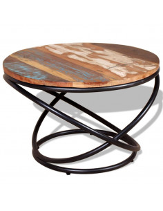 Tavolino da Salotto in Legno Massello di Recupero 60x60x40 cm 2