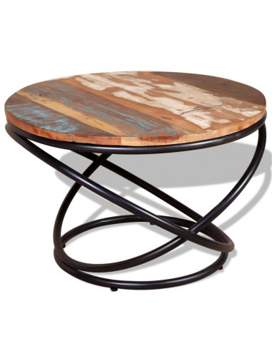 Tavolino da Salotto in Legno Massello di Recupero 60x60x40 cm