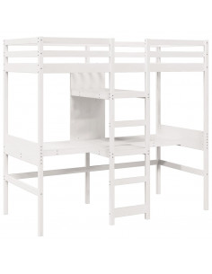 Giroletto Soppalco con Scrivanie e Ripiani Bianco 90x200cm Pino 2