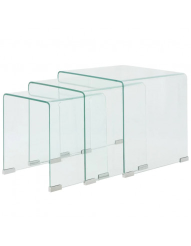 Set da Tavolo ad Incastro a 3 pz in Vetro Temprato Trasparente