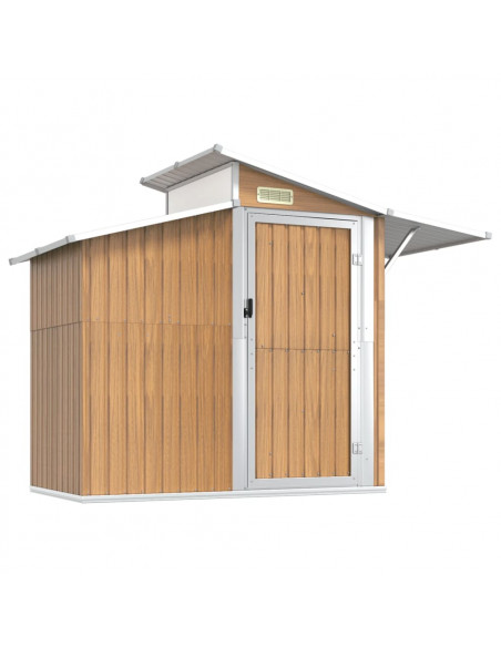 Capanno da Giardino Marrone 270x130x208,5 cm Acciaio Zincato