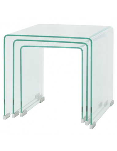 Set da Tavolo ad Incastro a 3 pz in Vetro Temprato Trasparente