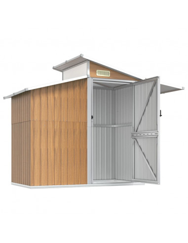 Capanno da Giardino Marrone 270x130x208,5 cm Acciaio Zincato