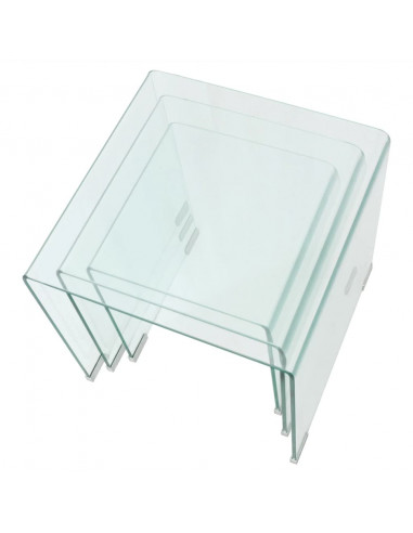 Set da Tavolo ad Incastro a 3 pz in Vetro Temprato Trasparente