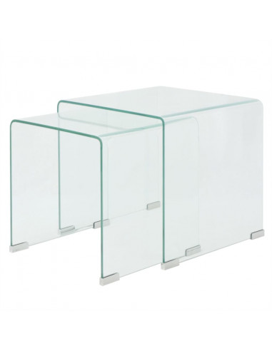 Set da Tavolo ad Incastro a 2 pz in Vetro Temprato Trasparente