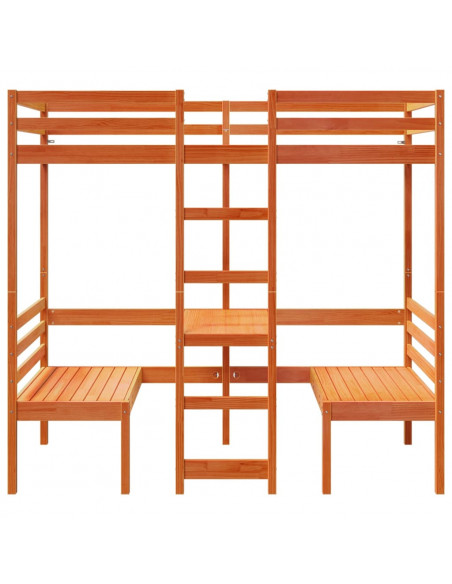 Giroletto Soppalco Scrivania e Sedie Marrone Cera 75x190cm Pino