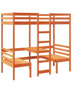 Giroletto Soppalco Scrivania e Sedie Marrone Cera 80x200cm Pino 2