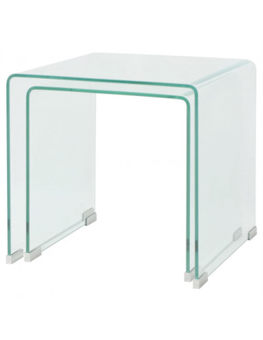 Set da Tavolo ad Incastro a 2 pz in Vetro Temprato Trasparente