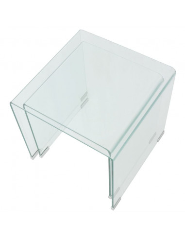 Set da Tavolo ad Incastro a 2 pz in Vetro Temprato Trasparente