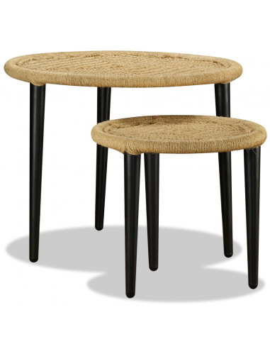 Set Tavolini da Salotto 2 pz in Iuta Naturale