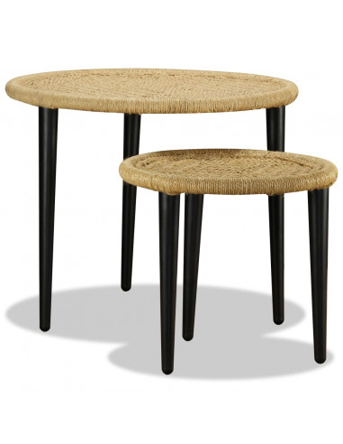 Set Tavolini da Salotto 2 pz in Iuta Naturale