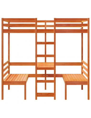 Giroletto Soppalco Scrivania e Sedie Marrone Cera 90x190cm Pino