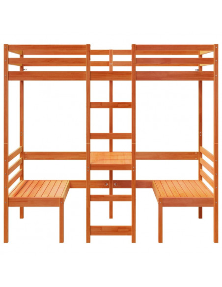 Giroletto Soppalco Scrivania e Sedie Marrone Cera 90x190cm Pino