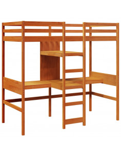 Giroletto Soppalco Scrivanie Ripiani Marrone Cera 90x200cm Pino 2