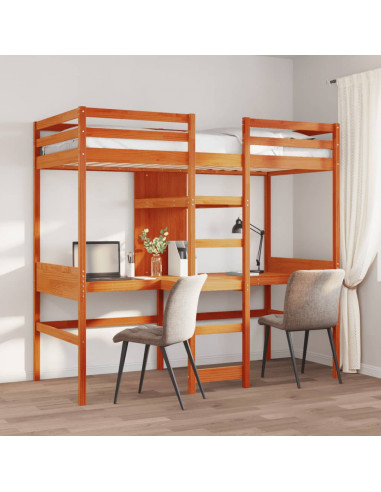 Giroletto Soppalco Scrivanie Ripiani Marrone Cera 90x200cm Pino