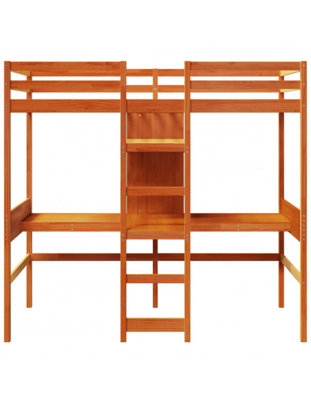 Giroletto Soppalco Scrivanie Ripiani Marrone Cera 90x200cm Pino