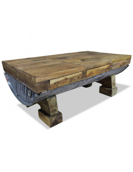 Tavolino da Salotto in Legno Massello di Recupero 90x50x35 cm