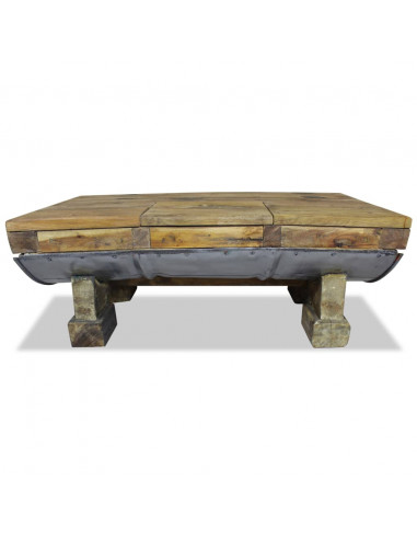 Tavolino da Salotto in Legno Massello di Recupero 90x50x35 cm