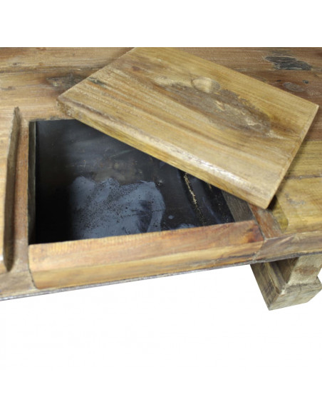 Tavolino da Salotto in Legno Massello di Recupero 90x50x35 cm