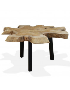 Tavolino da Salotto in Legno di Teak Autentico 80x70x38 cm 2