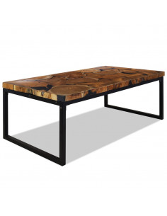 Tavolino da Salotto in Legno di Teak e Resina 110x60x40 cm 2