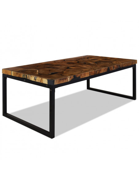 Tavolino da Salotto in Legno di Teak e Resina 110x60x40 cm