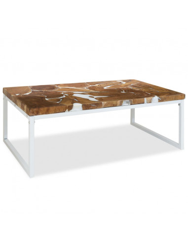 Tavolino da Salotto in Legno di Teak e Resina 110x60x40 cm