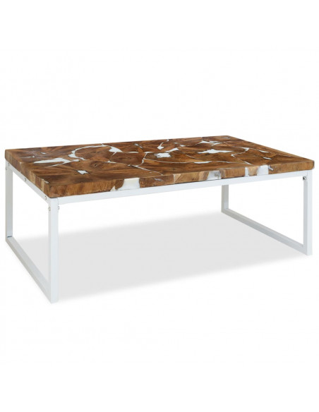 Tavolino da Salotto in Legno di Teak e Resina 110x60x40 cm