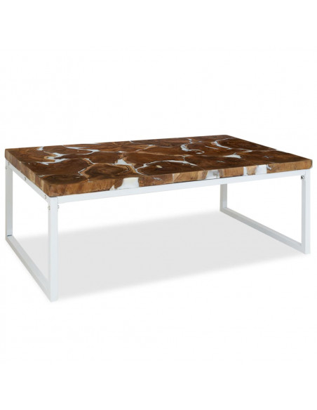 Tavolino da Salotto in Legno di Teak e Resina 110x60x40 cm