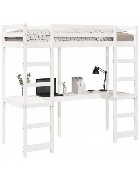 Giroletto Soppalco senza Materasso Bianco 80x200cm Legno Pino