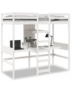 Giroletto Soppalco senza Materasso Bianco 90x190cm Legno Pino 2