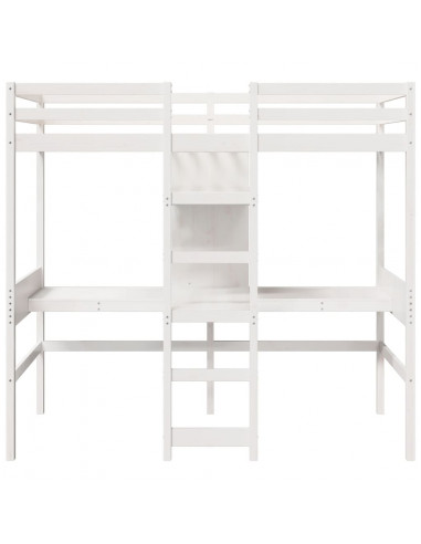 Giroletto Soppalco senza Materasso Bianco 90x190cm Legno Pino