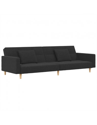 Divano Letto a 2 Posti con 2 Cuscini Grigio Scuro in Tessuto