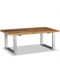 Tavolino da Salotto in Legno Massello Recuperato 100x60x38 cm 2