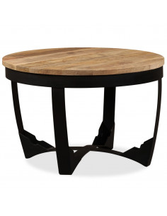 Tavolino da Salotto in Legno Massello Grezzo di Mango 60x40 cm 2