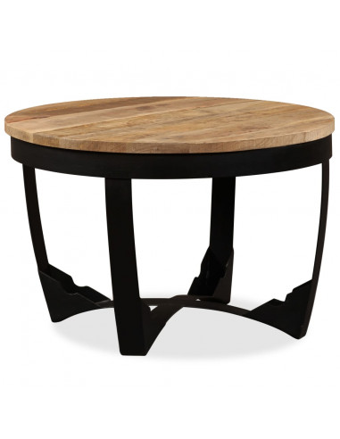 Tavolino da Salotto in Legno Massello Grezzo di Mango 60x40 cm