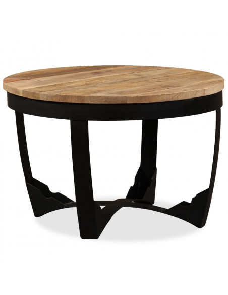 Tavolino da Salotto in Legno Massello Grezzo di Mango 60x40 cm
