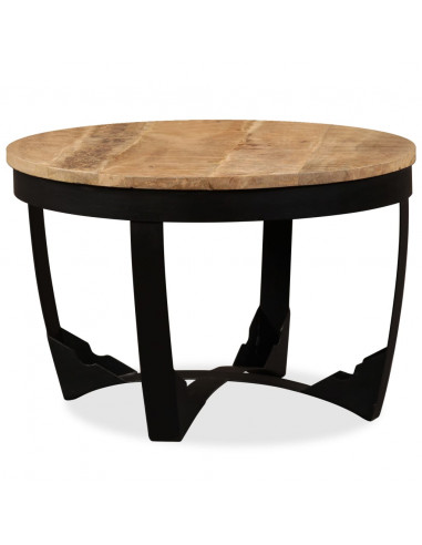 Tavolino da Salotto in Legno Massello Grezzo di Mango 60x40 cm