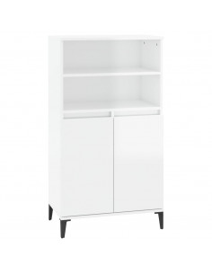 Credenza Bianco Lucido 60x36x110 cm in Legno Multistrato 2