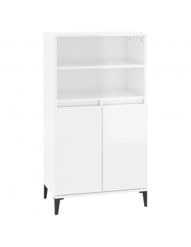 Credenza Bianco Lucido 60x36x110 cm in Legno Multistrato