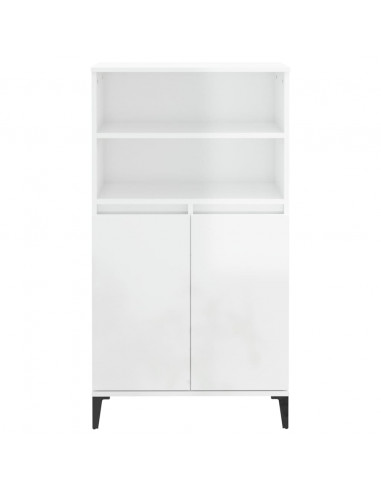 Credenza Bianco Lucido 60x36x110 cm in Legno Multistrato