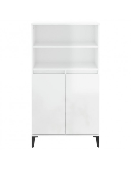 Credenza Bianco Lucido 60x36x110 cm in Legno Multistrato