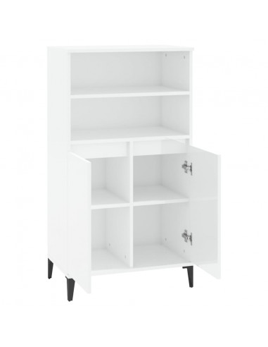 Credenza Bianco Lucido 60x36x110 cm in Legno Multistrato