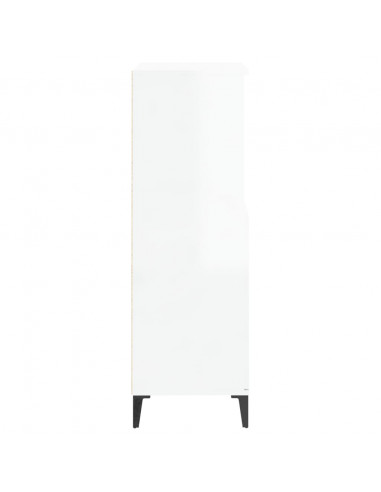 Credenza Bianco Lucido 60x36x110 cm in Legno Multistrato