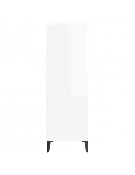Credenza Bianco Lucido 60x36x110 cm in Legno Multistrato